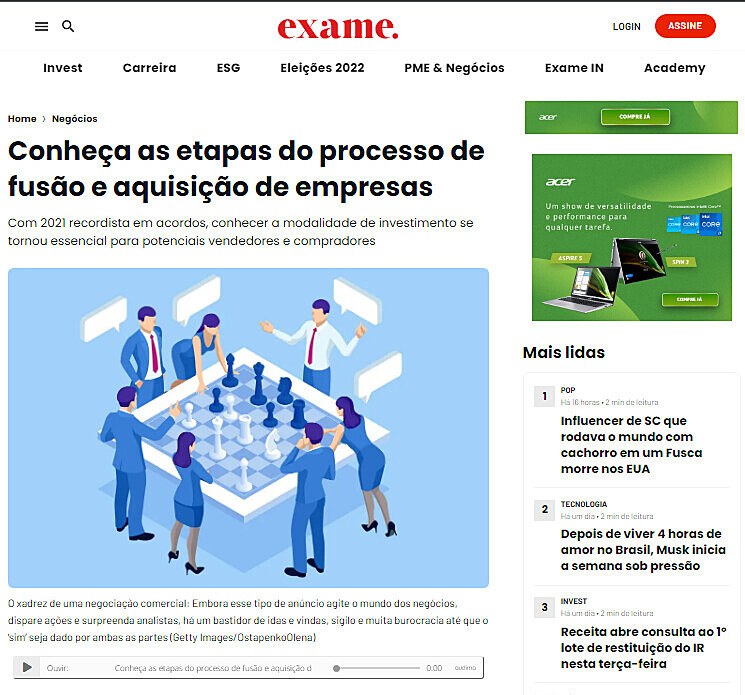 Conhea as etapas do processo de fuso e aquisio de empresas